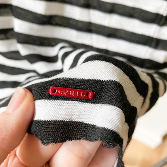 N:PHILANTHROPY Women's Black/White Striped Distressed Wash Out Atlas Tee sz XS - Picture 8 of 14